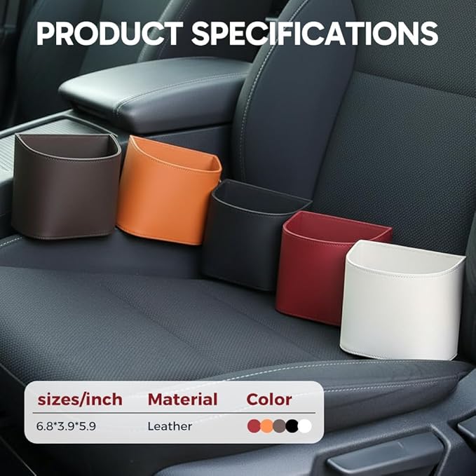 Universal Leather Car Door Cup Holder Trash Can, Leakproof Car Trash Bin,Multifunctional Back Seat Car Organizer for Hold Phones, Snacks, Drinks (A-Brown)