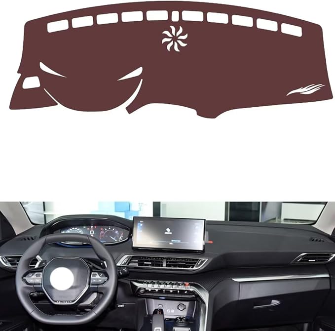 Leather Dashboard Cover Compatible with Peugeot 5008 2017-2019，Dash Cover, Non-Slip Dash Cover, Dash mat Dashboard Cover, Interior Dash Covers