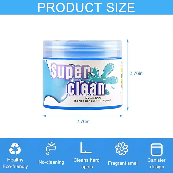 Car Cleaning Gel, Vehicle Dust Detailing Putty Slime Cleaner Kit for Air Vent, Reusable Automotive Interior Detail Clean Mud Removal Tool, Universal for SUV Sedan Truck (Blue)