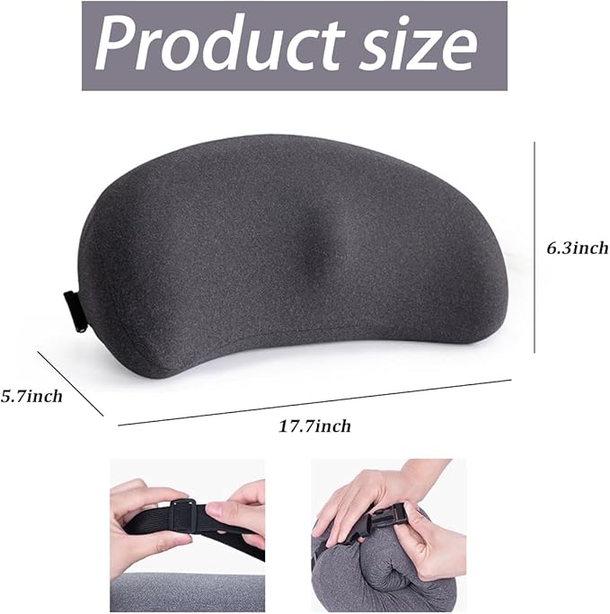 Car Lumbar Support Pillow, Ergonomic Memory Foam Vehicle Seat Back Support Pillow for Sciatica Pain Relief, Comfortable Automotive Seat Cushion Pad, Universal for SUV RV Truck (Dark Gray)