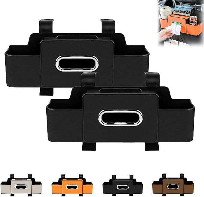 Car Organizers and Storage Box, Car Organizers and Storage Box Multifunctional with Tissue Holder, for Hold Phones, Snacks, Drinks, And Handbags