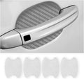 XINLIYA 4PCS Car Door Handle Protector Sticker, Universal Carbon Fiber Anti-Scratches Auto Door Handle Protective Film, Side Paint Cover Guard Stickers Fit for Most Cars (Silver)