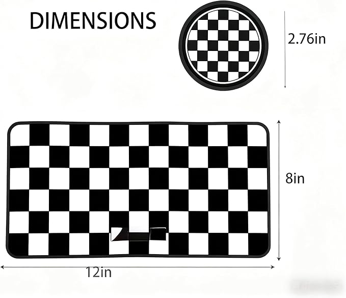 Car Interior Accessories Set – 2PCS Silicone Cup Holder Coasters & 1PCS Anti-Slip Dashboard Pad, Universal Non-Slip Rubber Mat for Phone Keys Sunglasses, Fit for Car SUV Truck