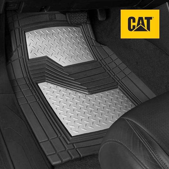 BDK Cat® Heavy Duty Rubber Floor Mats for Car SUV Truck & Van-All Weather Protection, Front & Rear with Heelpad & Anti-Slip Nibs Backing, Universal Trim-to-Fit