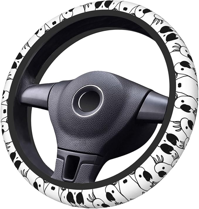 Neoprene Steering Wheel Cover Umbrella Cockatoo Car Steering Wheel Cover Universal Fit for Most Cars