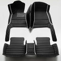 Custom Making Car Floor Mats Protection Pads for 99% Sedan/Coupe/Hatchback/SUV/Pickup Men Women Car Floor Mats Coverage Pads Anti-Slip Leather Floor Lining (Black+White Stripe)