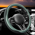 Carodi Car Steering Wheel Cover, Leather and Breathable ice Silk Fabric, Comfortable, Non-Slip, Warm in Winter and Cool in Summer, Universal 15 inch (Green)