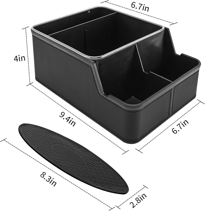 keketuohai Car Storage Organizer Between Seats,Center Console Armrest Storage Box Back Seat Organizer with Small Compartment Car Interior Storage Box,Cup Holder Tray with Non-slip Mat(Black)