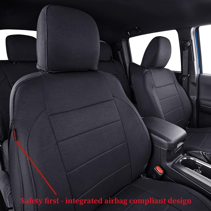 coverdream Custom Fit Seat Covers for 2016-2023 Toyota Tacoma Double Cab/Crew Cab SR,SR5,TRD Off Road,TRD Pro,TRD Sport,Limited,Fully Covered,UV Resistant Polyester Seat Protector (Full Set,Black)