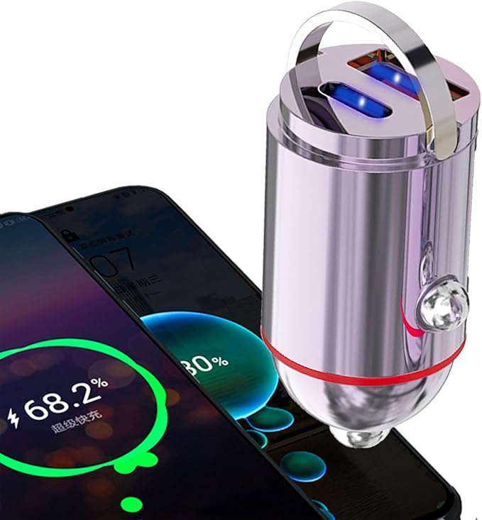 USB Car Charger Adapter Fast Charging PD45W+QC3.0 Dual Port Cigarette Lighter Charger for iPhone 16/15/14/13/12/11/Pro Max, iPad, Samsung Galaxy S25 S24/S23/S22/S21, Pixel, Android - Purple