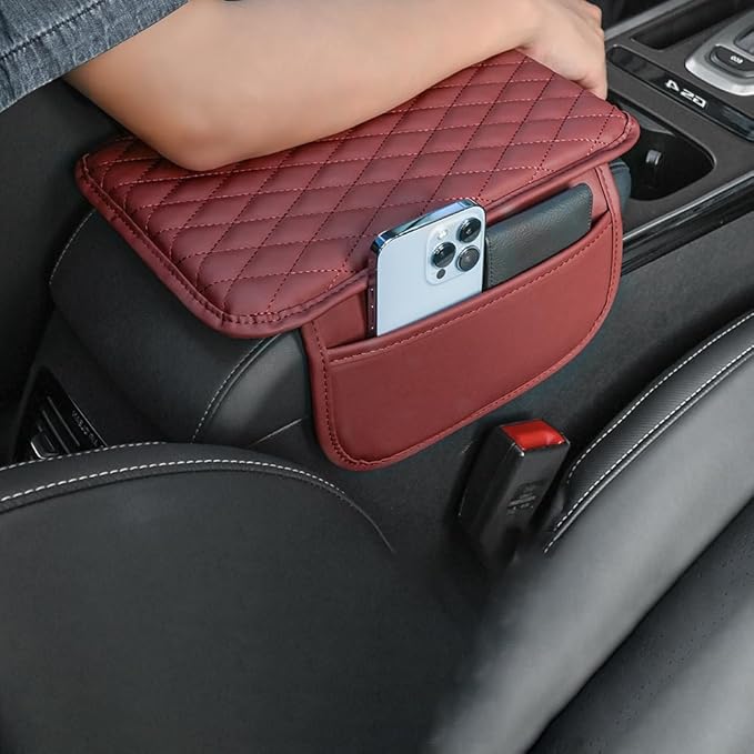 Cover Center Console for VW Touareg I (Typ 7L) 2002 2003 2004 2005 2006 2007 2008 2009 2010, Console Cover Protective Car Center Console Cushion Pad Anti-Scratch Car Accessories,Red-Style 1
