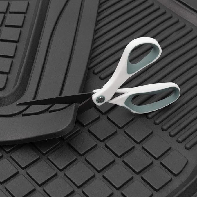 Motor Trend 3-Piece FlexGrid Rubber Floor Mats Pre-Trimmed for Honda CR-V Toyota RAV4 Ford Escape, Trim-to-Fit Heavy Duty Weatherproof Waterproof Square Grid Deep Dish Ridges Protection Front Rear