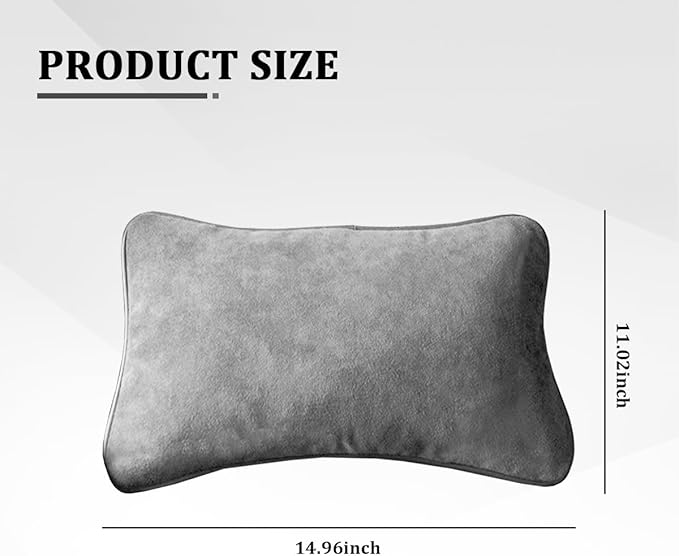 Car Lumbar Support Pillow, Suede Leather Vehicle Driving Seat Lumbar Support Pillow for Lower Back Pain Relief, Auto Interior Back Cushion Pad, Universal for SUV Sedan Truck (Titanium Grey)