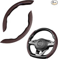 Car Steering Wheel Cover, Microfiber Suede Leather and Carbon Fiber Double Sided Design, Warm in Winter and Cool in Summer, Breathable Non Slip Segmented Protector for Most Cars (Turn Fur/Coffee)