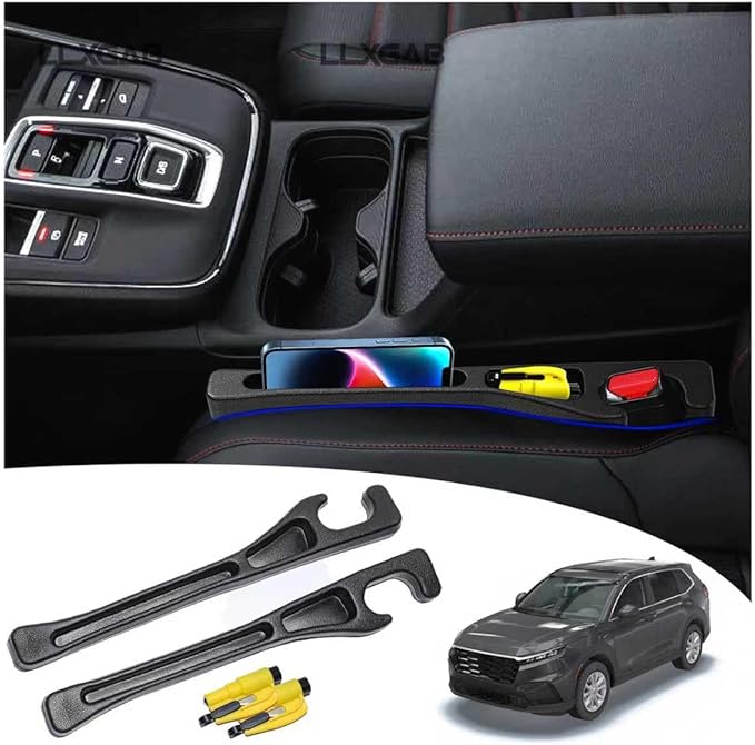 LLXGAB 【Compatible with Honda CR-V】 Seat Gap Filler,No Drop Seat Guard Compatible with Honda CR-V,Drop Seat Guards for Cars(2Pcs),Emergency Keychain Car Escape Tool(2Pcs)