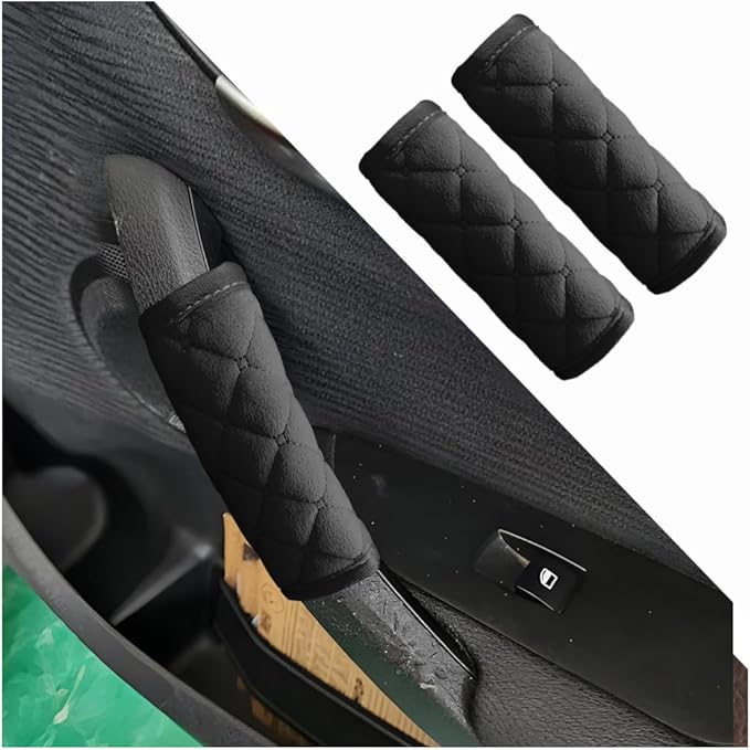 2PCS Car Grab Handle Cover, Soft Velvet Vehicle Door Pull Handle Protector, Anti-Scratch Automotive Interior Grip Gloves Decoration Accessories, Universal for SUV, Sedan, Truck (Black)