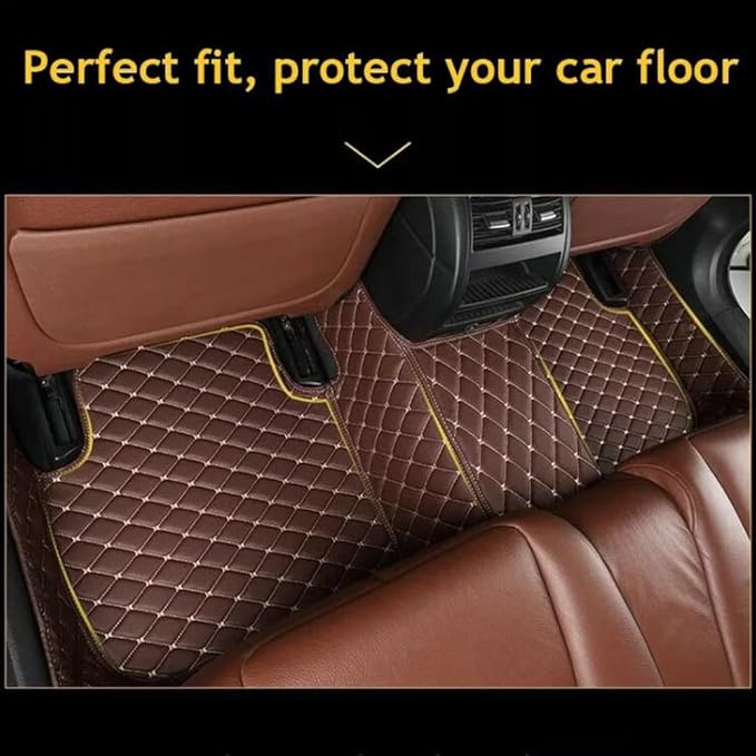 Custom Leather Car Mats, Vehicle-Specific Fit All-Weather Floor Mats, 100% Waterproof Anti-Slip Durable Protection for SUV Truck Sedan, Precision Tailored Protection (Brown)