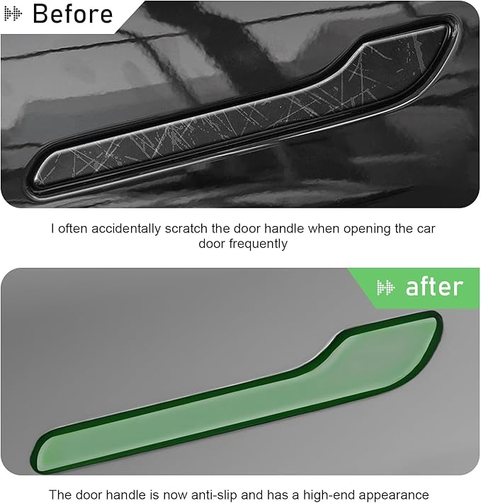Hugwits 4 PCS Car Door Handle Covers, Scratch-Resistant Glow-in-The-Dark Door Handle Protector, Anti-Scratch Decorative Film, Compatible with 2017-2024 Model 3 2020-2024 Model Y (Green)