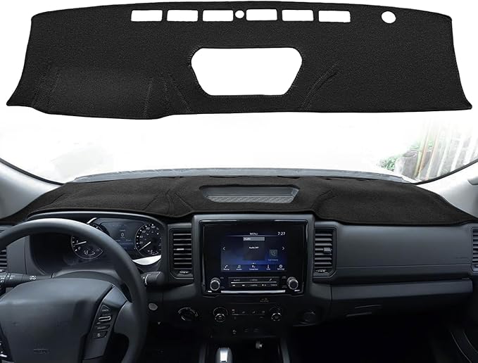 Yiz Dash Cover Mat Custom Fit for Nissan Frontier 2022 2023 2024,Dashboard Cover Pad Carpet (Black) J161