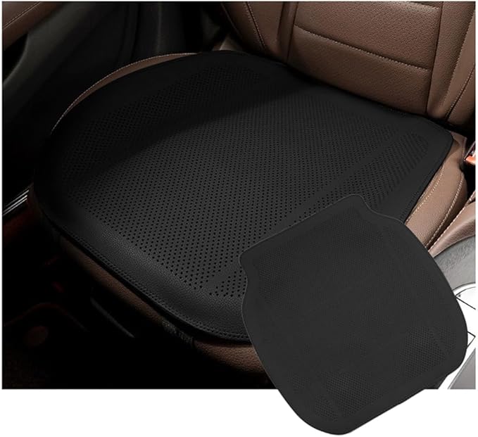 ontto 1 PC Front Seat Bottom Cushion Car Seat Cushion fits Most Vehicles,Cooling PU Leather Automotive Seat Cushion Protector for Driving,Anti-Slip Seat Pat Mat with Buckle Fixing,Black