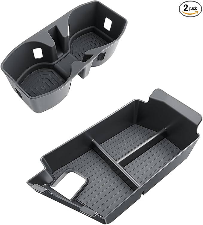 SKTU 2PCS for 2024 2025 2026 Dodge Charger Center Console Organizer for 2024 2025 2026 Dodge Charger Daytona Cup Holder Console Tray Dodge Charger 2024 2025 2026 Accessories ABS Storage Box