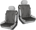 VaygWay Beaded Seat Cushion 2 Pk Car Driver Seat Cover with Durable & Double Strung Natural Wood Beads- Cooling Comfort Ventilated Massaging Support Cushion for Cars, Trucks & Office Chairs- Black