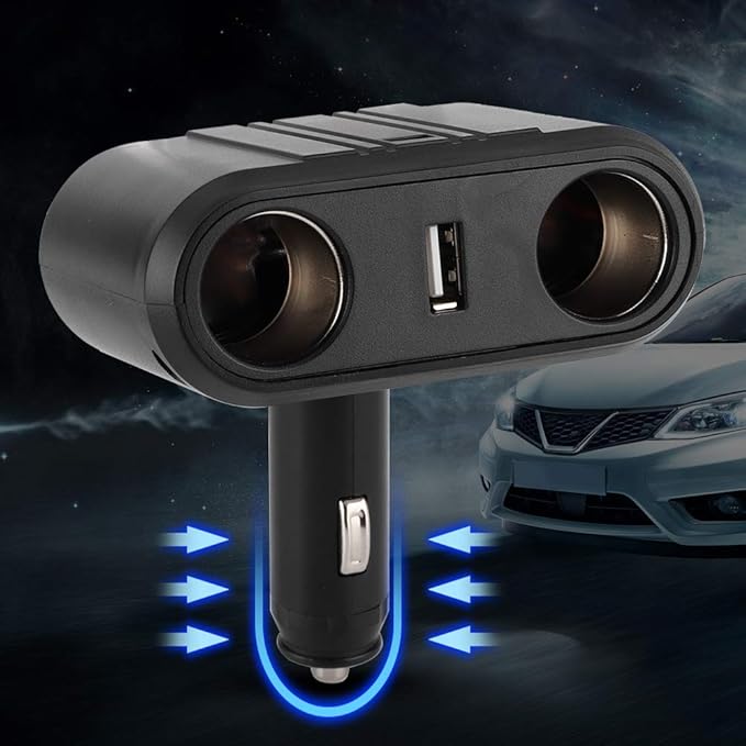Universal Car 2 Way Cigarette Lighter Cigarette Lighter Socket Distributor Socket Multi Port Car USB Charger Adapter Can Connect Car Recorder, Cell Phone Car Charger 12-24v