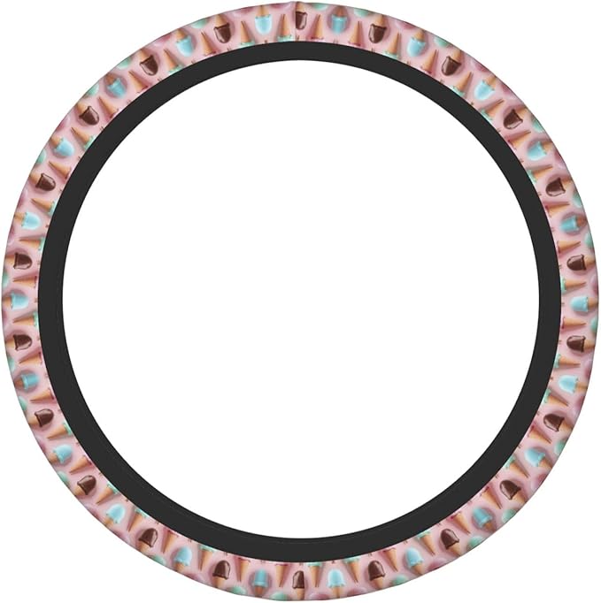 Neoprene Steering Wheel Cover Icecreams-Print Car Steering Wheel Cover Universal Fit for Most Cars