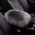LLB Auto Center Console Cover Pad Universal Fit for SUV/Truck/Car, Genuine Sheepskin Wool Fur Car Armrest Seat Box Cover, Furry Fluffy Auto Armrest Cover Protector (Carbon Gray)