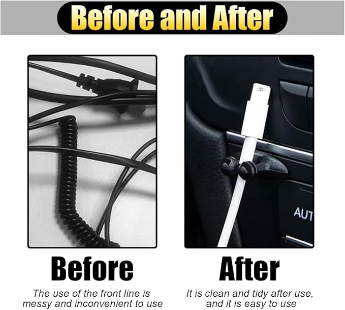 8PCS Car Cable Clips USB Cable Line Clip Holder for Car, Durable Strong Adhesive Cord Cable Holder Wire Organizer, Cord Organizer Cable Management Wire Holders for Cords (8)