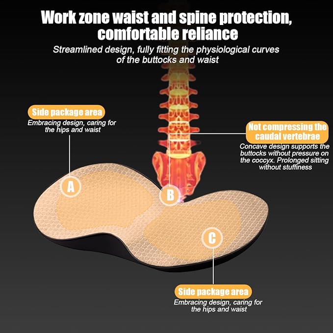 Car Seat Cushion, Memory Foam Sciatica & Lower Back Pain Relief Vehicle Chair Pillow for Driving, Breathable Automotive Seat Support Pad, Universal for SUV Sedan Truck (Beige)