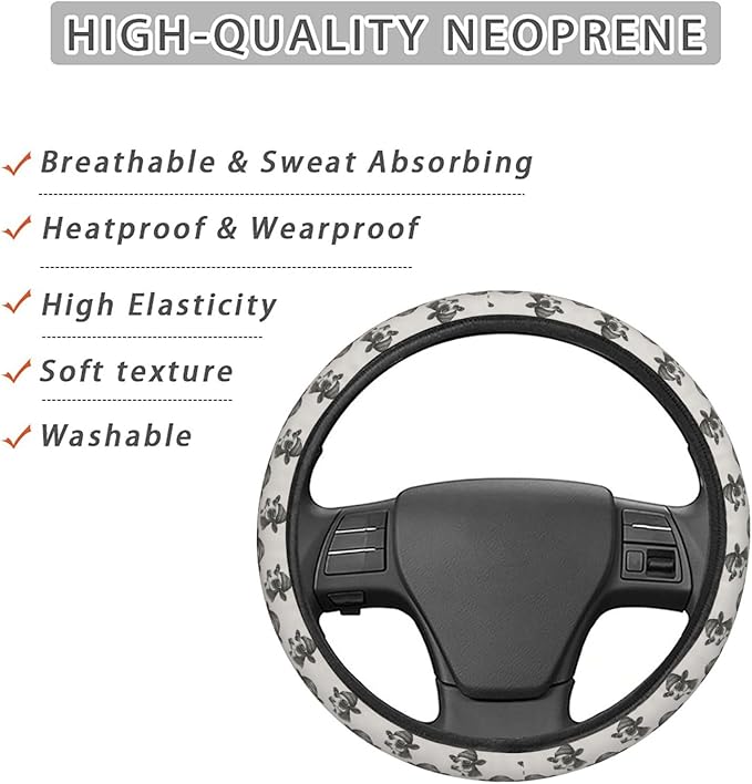 FeHuew Vintage Cow with Knit Hat Steering Wheel Cover for Women, Girls 15 inch Universal Auto Car Anti Slip Wrap Steering Wheel Covers Fit for Vehicles, Truck, SUV