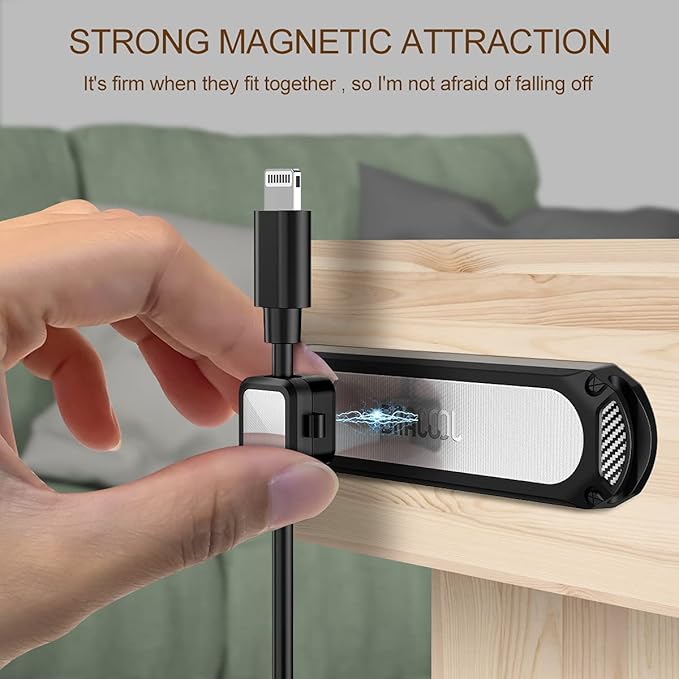 Dracool Magnetic Cable Holder 6 Slots Cable Clips Cable Management Wire Organizer Under Desk Self Adhesive Sticky for USB Cord Wall Nightstand Car Charging Power Office Home Wire Clips - Black