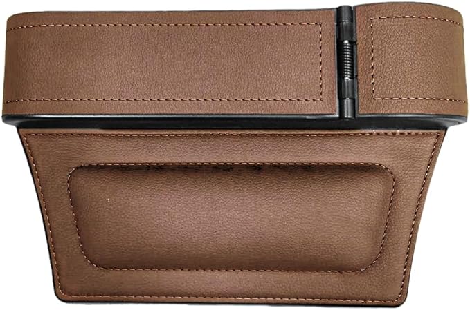 Car Seat Gap Filler Organizer with Cup Holder Expander, Leather Console Seam Filler Storage Box, Auto Front Seat Gap Organizer for Phones Keys Glasses, Universal Fit (Brown Passenger)
