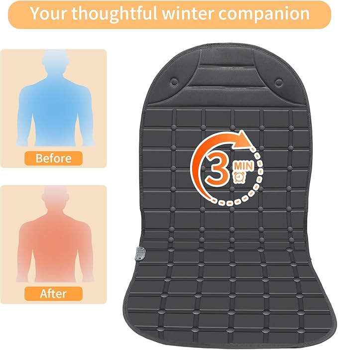 2-Pack Seat Cushion - Comfortable Winter Seat Cushion with Adjustable Buckle for Full Back and Seat (Black)