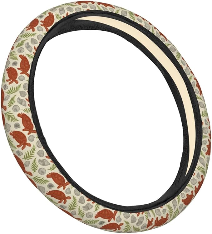 FeHuew Vintage Orange Turtles Steering Wheel Cover for Women, Girls 15 inch Universal Auto Car Anti Slip Wrap Steering Wheel Covers Fit for Vehicles, Truck, SUV