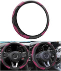 Car Steering Wheel Cover, Universal Microfiber PU Leather Elastic 15 inch Stitching Color Anti-Slip Steering Wheel Protector, Car Interior Accessories Steering Wheel Cover for Men Women (Wine Red)