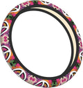 Colorful Art Peace Sign Neoprene Steering Wheel Covers Women Men Car Accessories, Universal 15 Inch Fit Auto, Suvs, Truck