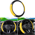 Bling Soft Leather Steering Wheel Cover, 15 Inch Colorful Rhinestones Auto Elastic Steering Wheel Protector, Sparkly Crystal Diamond for Women Girls, Car Accessories for Most Cars (Yellow)