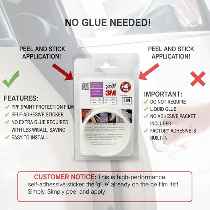 3M-2Door, Door Edge, Paint Protection Film, Scotch Guard, PPF 8mil Precut Strips, Universal Fit Cars, Truck, SUV, Clear Tape, Door Protector, Car Accessories Upromax