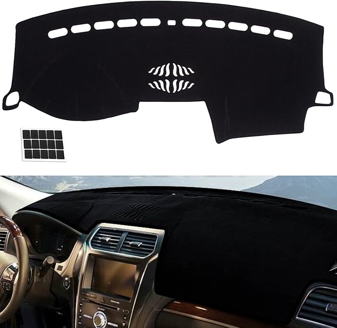 TUCAREST Dash Cover Fit for 2011 2012 2013 2014 2015 2016 2017 2018 2019 Fo-rd Explorer Nonslip Car Dash Board Mat Sunshade No-Glare and Slip Pad Carpet Sunshield Protector Flannel Black