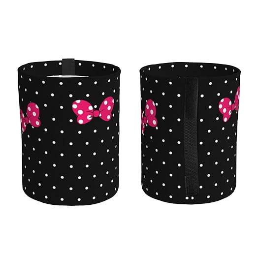 Cute Black Dots Pink Bow Car Trash Can Garbage Cans Foldable,Small Hanging Car Organizer Storage Bag Leak Proof, Auto Back Seat Trash Bin Universal for Truck, SUV, Outdoor Travel