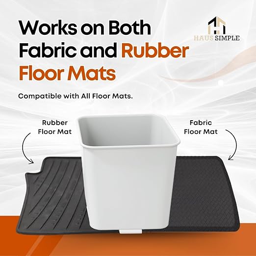 HAUSSIMPLE Car Trash Can Waterproof Vehicle Garbage Bin, Leakproof Anti Slip Floor Mat Clip Trash Bag Holder for Car, Truck, SUV, Van Portable Auto Trash Container with Stability Clips (White, Small)