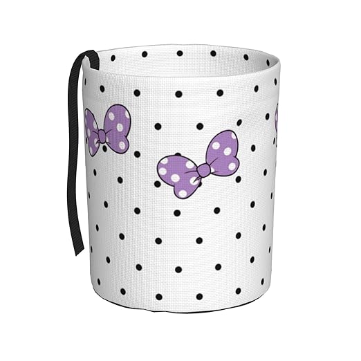 Cute White Dots Purple Bow Car Trash Can Garbage Cans Foldable,Small Hanging Car Organizer Storage Bag Leak Proof, Auto Back Seat Trash Bin Universal for Truck, SUV, Outdoor Travel