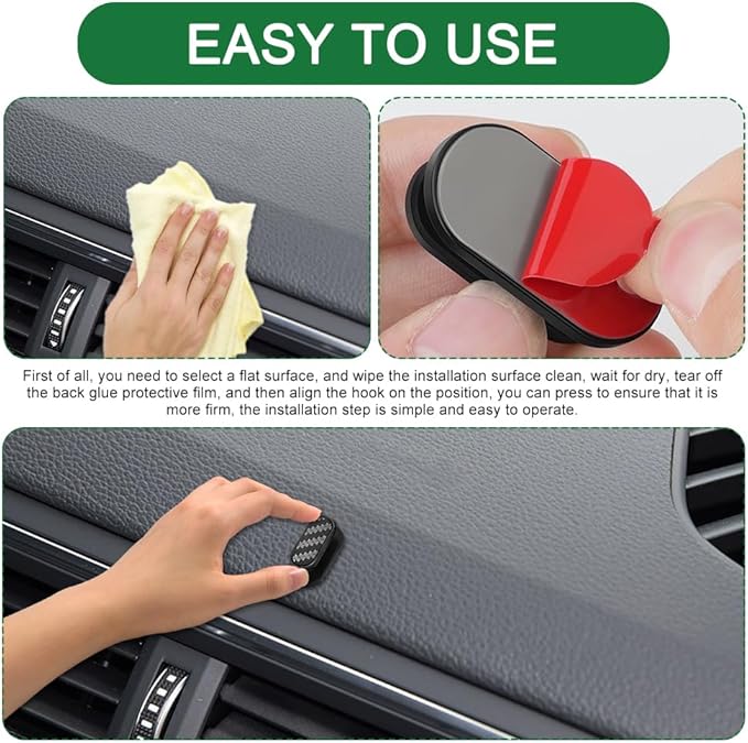 4PCS Car Mini Hooks, Hooks for Car, Strong Self-Adhesive Backseat Hangers, Universal Vehicle Interior Accessories Mini Vehicle Dashboard Storage Hanging Holder for Key Earphone Charging Cable