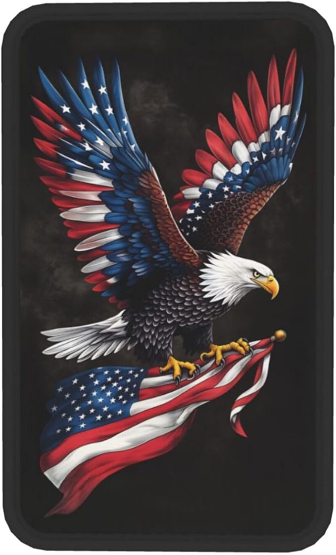 Universal Car Center Console Cushion Pad, Eagle Flag Soft Waterproof Car Center Console Cover Auto Armrest Seat Box Cover Protector for Most Vehicle SUV Truck Car