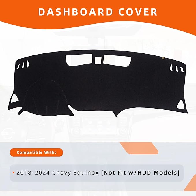 KEYOOG Dashboard Cover Dash Mat Fit for Chevy Equinox 2024-2018 (Without HUD Models),Car Dash Board Mat Anti-Glare Carpet,Non-Slip Pad Sunshield Protector (Black)