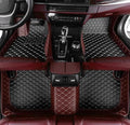 Custom Floor Mats for Cars fit 95% Sedan SUV Sports Car Full Coverage All Weather Men Women Pads Protection Non-Slip Leather Floor Liners (Black Wine red Stitching)
