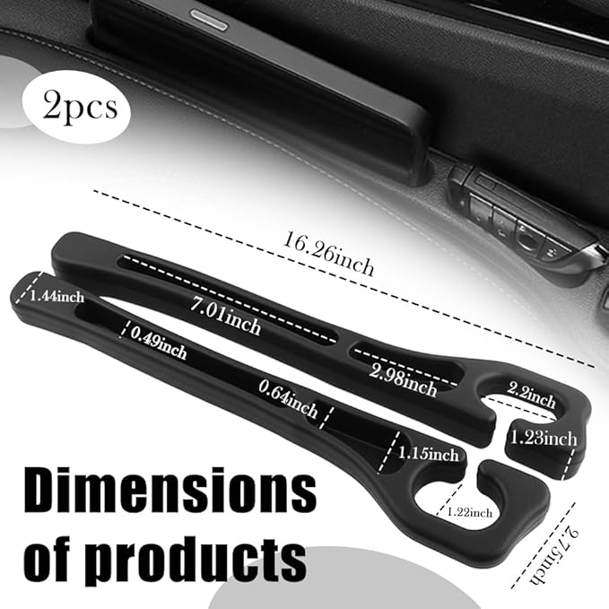 2PCS Upgraded Car Seat Gap Filler,Soft No Drop Seat Guard for Cars with Dual Slot Car Seats Gap Organizer for Storing Items & Filling Gaps,Versatile Between Seats Cars Gaps Filler