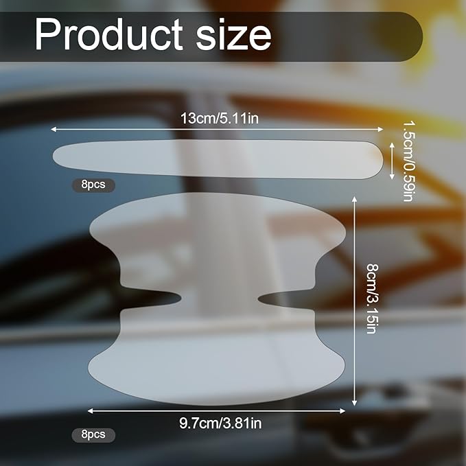 16 Pcs Car Door Handle Scratch Protector, Transparent Waterproof Anti-Scratches Car Door Cup Protector Universal TPU Car Door Sticker Protective Films for Most Car Handles